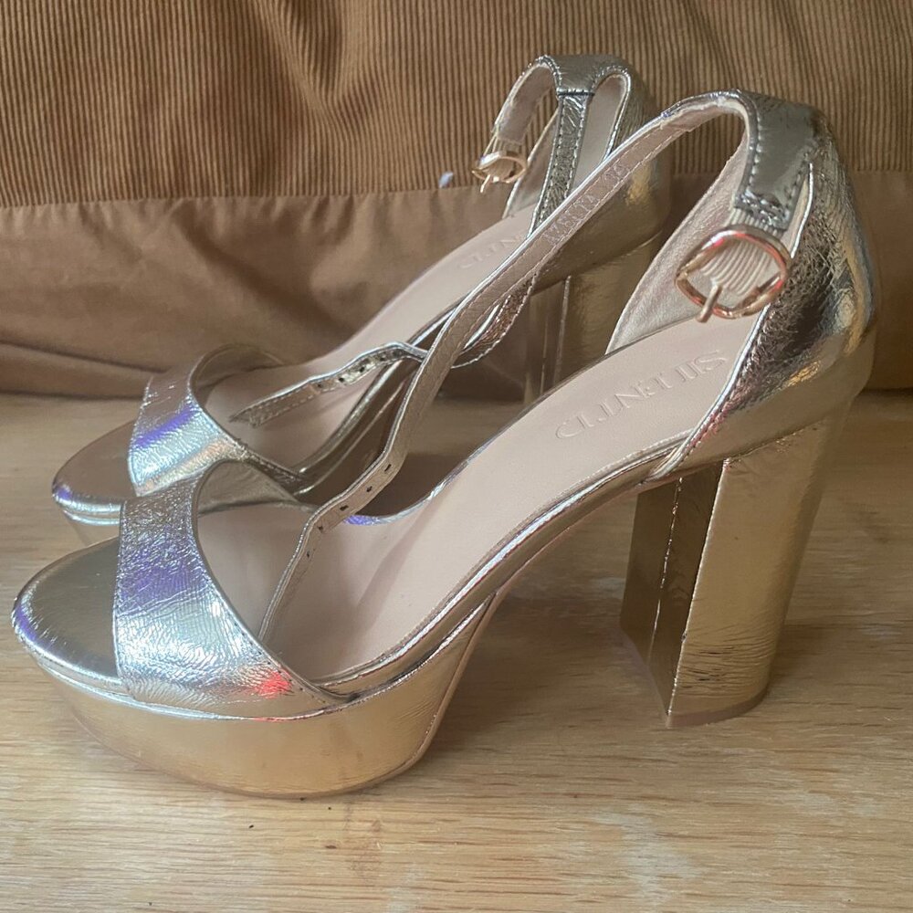 SILENT D AZELTA Sandal Pale Gold Platform Heels